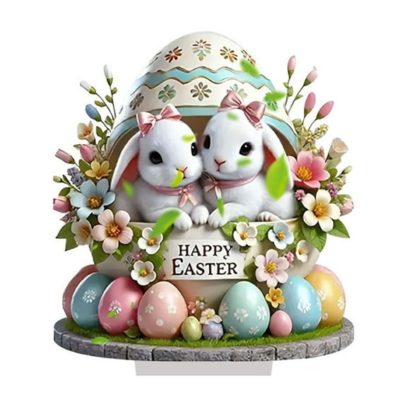 Tainini 2D Easter Acrylic Bunny Spring Home Decor Bunny Figurines,Easter Table Decor