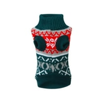 Tainini Dog Sweater Knitted Pet Clothes with Plaid Patterns for Puppies Cats, L