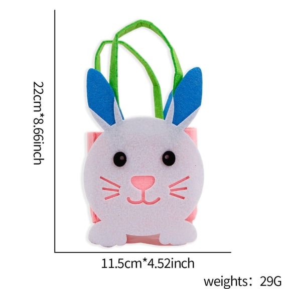 Tainini Easter Basket for Kids Easter Bunny Shape Felt Bag Rabbit for Easter Holiday Egg Games Party Supplies