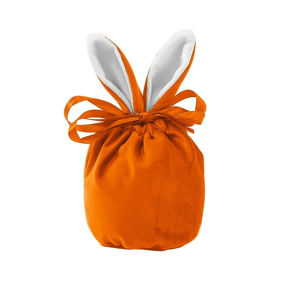 Tainini Easter Bunny Gift Bags Rabbit Ear Velvet Bags with Drawstrings,4 x 5in Bunny Bags for Party Supplies