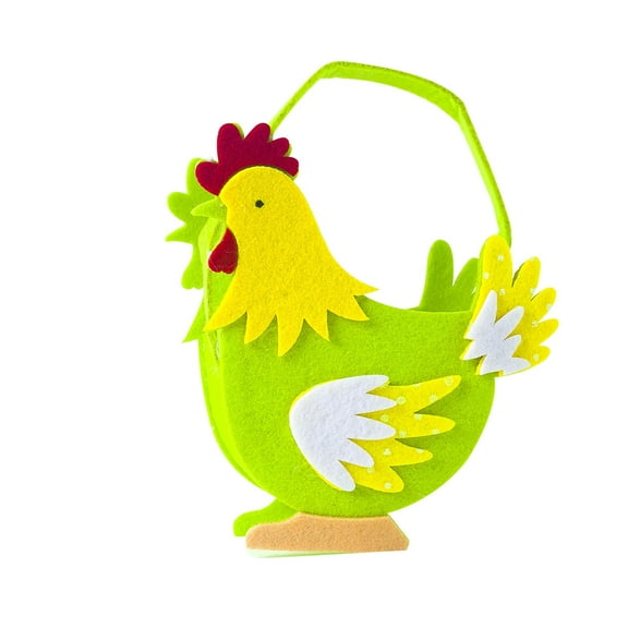 Tainini Felt Easter Rooster Basket for Kids Easter Basket Tote Chicken Basket Egg Hunt Bags