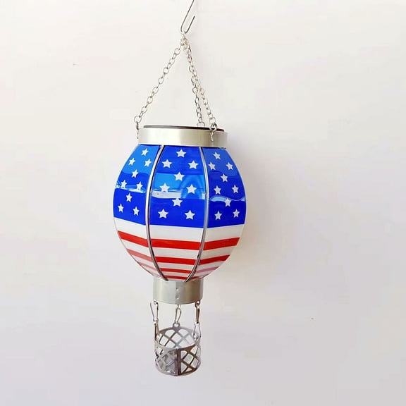 Tainini Flag Solar Hot Air Balloon Lantern Lights, Hanging Garden Lights USA FlagWaterproof Outdoor Lanterns Yard,Patio Decor