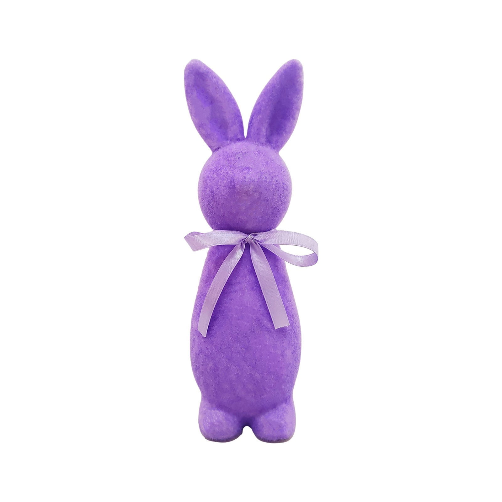 Tainini Flocked Easter Bunny Decor,9in Plastic Bunnies Figurines for ...