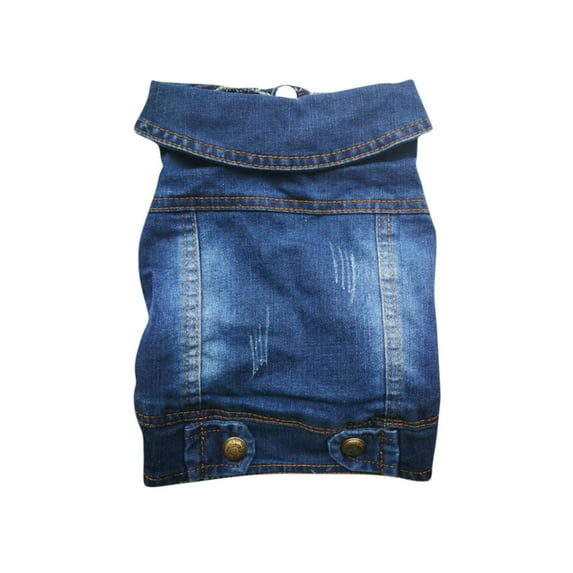 Tainini Pet Clothes Dog Jeans Jacket Denim Coat Hoodies Puppy Blue Vintage Washed Clothes ,S
