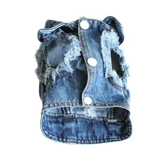 Tainini Pet Clothes Dog Jeans Jacket Denim Coat Hoodies Puppy Vintage Washed Clothes ,S