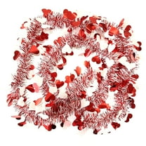 Tainini Valentine Shiny Heart Tinsel Garland 6.56 Ft Metallic Tinsel Twist Garland for Tree Wreath Wedding Party