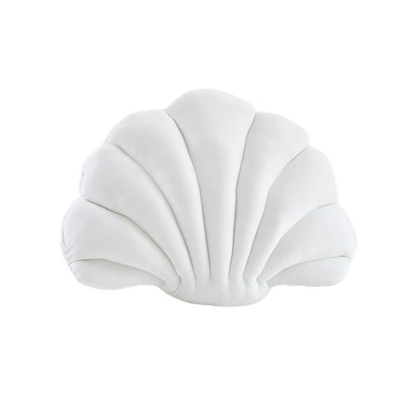 Tainini Seashell Decorative Pillow Shell Shaped Throw Pillow 3D Insert Beach Pillow Soft Velvet Pillow Sea Ocean Decoration Couch Bed Pillow Cushions(White）
