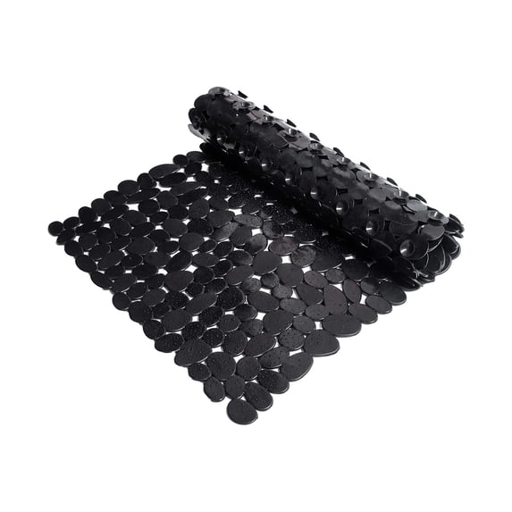 Tainini Shower Mat Bathtub Mat Non Slip, Bath Mat for Shower, with Suction Cups Drainage Holes, Foot Massage Exfoliating 15.7*34.7Inch(Black)