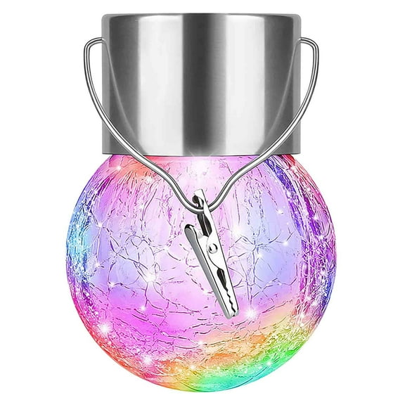 Tainini Solar Lantern Crackle Glass Ball, Garden Hanging Solar Lights Outdoor Waterproof Lanterns with 30 Warm White LED for Outdoor Decor Patio Yard Lawn Pathway