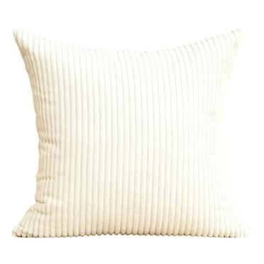 Tainini Clearance!!! White Soft Throw Pillow Covers 18x18 ,Decorative Corduroy Pillow Covers for Sofa Couch Bed,Square Striped Cushion Case