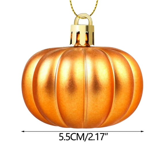 Tainini 12 Pcs Plastic Fall Pumpkin Hanging Ornament, for Small Tree for Autumn Thanksgiving Halloween Christmas ,2.1in