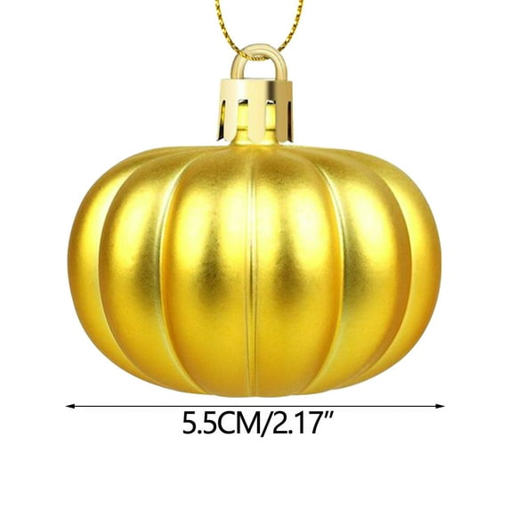 Tainini 12 Pcs Plastic Fall Pumpkin Hanging Ornament, for Small Tree for Autumn Thanksgiving Halloween Christmas ,2.1in