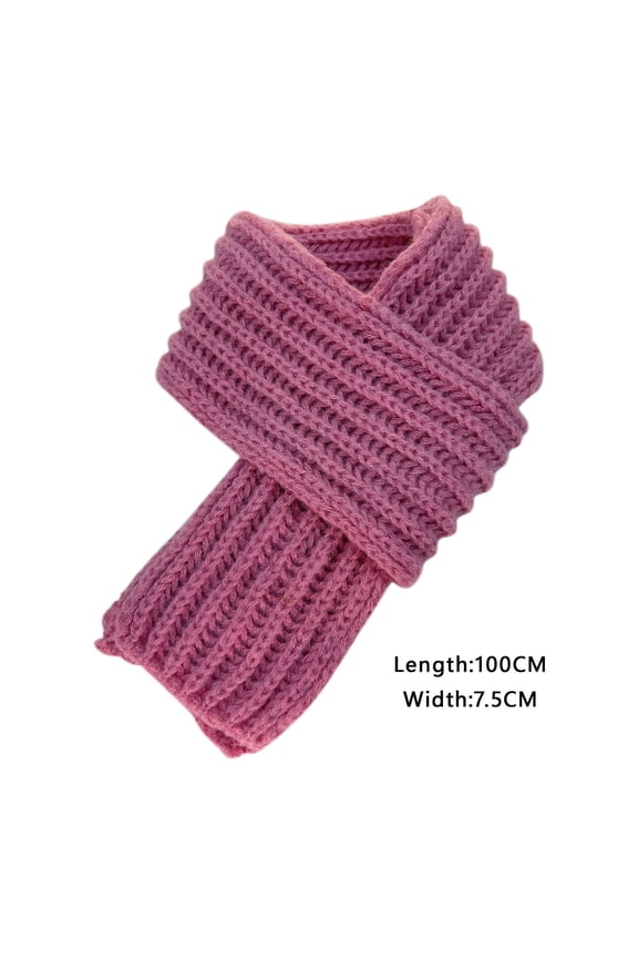 Kids Knitted Scarf Solid Color Winter Toddler Wrap Scarves for Boy Girls , 39x3in