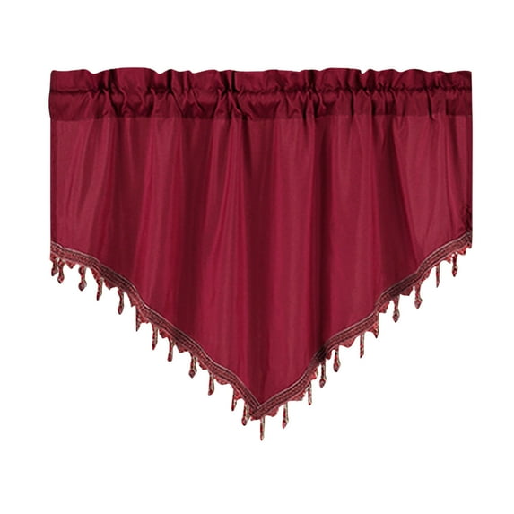 Tainini Scalloped Valance Curtains , Rod Pocket Triangle Curtain Valances Boho Tassels Window Valances for Bedroom Bathroom, Each 51 x 24inches