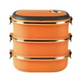 thumbnail image 1 of Tainini Stainless Steel Container Bento Box, Metal Lunch box, Metal Food Containers Stainless Steel Food Container, with Leakproof Lid(Orange0 L), 1 of 3