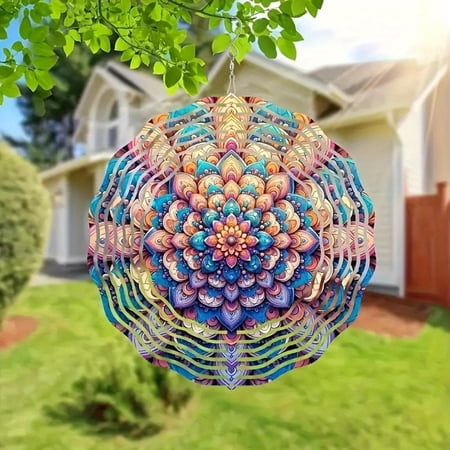 Tainless Steel Mandala Wind Chime Wind Chakra Kinetic Hanging Sculpture No Battery | Outdoor Decor | Halloween & Christmas Gift
