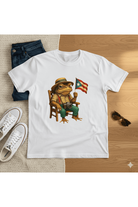 Taino Boricua Coqui Frog Puerto Rican Flag Hispanic Vibe Unisex T-Shirt, up to Size 5XL