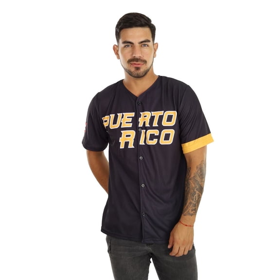 Clemente Puerto Rico Jersey Black Gold – Men’s Latino Baseball Shirt – Lightweight Summer Outfit Boricua Pride Small