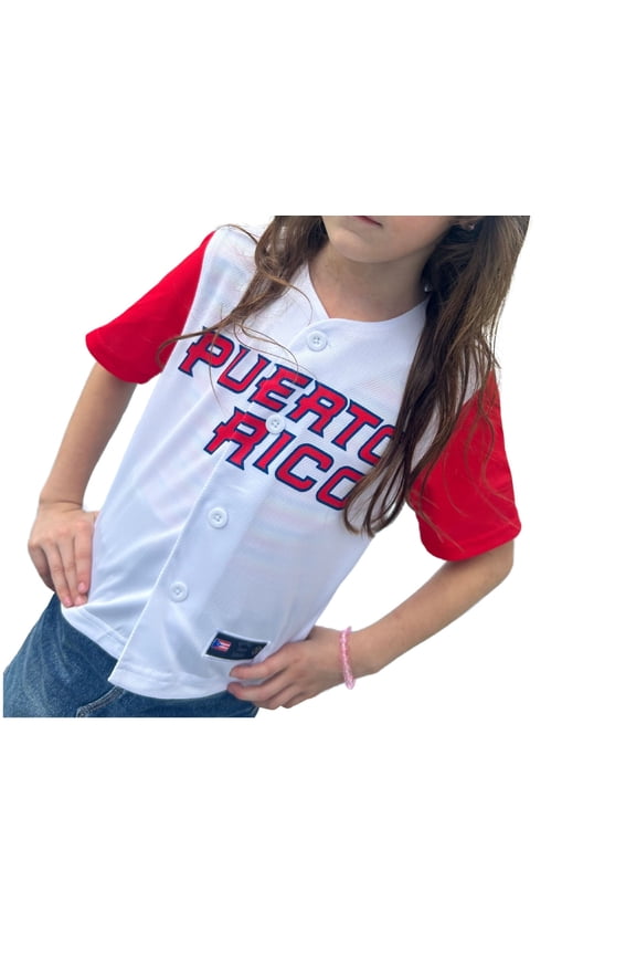 Puerto Rico Clemente 21 Kids Baseball Jersey – Soft V-Neck Button Front, Sizes 0-14 2