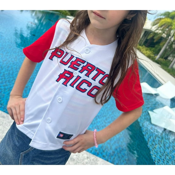 Tainowears Puerto Rico white classic Jersey Short Sleeve VNeck Size 8