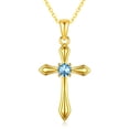 thumbnail image 1 of Taioiat Cross Necklaces for Women 14K Gold Plated March Birthstone Necklace Christian Pendant Religion Jewelry Gifts Wife Mother Girlfriend, 1 of 7