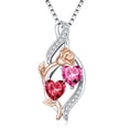 thumbnail image 1 of Taioiat Double Birthstone Necklaces for Women 18K Gold Plated Birthstone Rose Flower Jewelry Anniversary Valentines Day Mother's Day Birthday Gifts for Her Wife Girlfriend Mom, 1 of 7