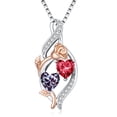 thumbnail image 1 of Taioiat Double Birthstone Necklaces for Women 18K Gold Plated Birthstone Rose Flower Jewelry Anniversary Valentines Day Mother's Day Birthday Gifts for Her Wife Girlfriend Mom, 1 of 7