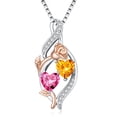 thumbnail image 1 of Taioiat Double Birthstone Necklaces for Women 18K Gold Plated Birthstone Rose Flower Jewelry Anniversary Valentines Day Mother's Day Birthday Gifts for Her Wife Girlfriend Mom, 1 of 7