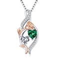thumbnail image 1 of Taioiat Double Birthstone Necklaces for Women 18K Gold Plated Birthstone Rose Flower Jewelry Anniversary Valentines Day Mother's Day Birthday Gifts for Her Wife Girlfriend Mom, 1 of 7