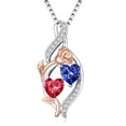 thumbnail image 1 of Taioiat Double Birthstone Necklaces for Women 18K Gold Plated Birthstone Rose Flower Jewelry Anniversary Valentines Day Mother's Day Birthday Gifts for Her Wife Girlfriend Mom, 1 of 7