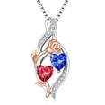 thumbnail image 1 of Taioiat Double Birthstone Necklaces for Women 18K Gold Plated Birthstone Rose Flower Jewelry Anniversary Valentines Day Mother's Day Birthday Gifts for Her Wife Girlfriend Mom, 1 of 7