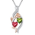 thumbnail image 1 of Taioiat Double Birthstone Necklaces for Women 18K Gold Plated Birthstone Rose Flower Jewelry Anniversary Valentines Day Mother's Day Birthday Gifts for Her Wife Girlfriend Mom, 1 of 7