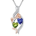 thumbnail image 1 of Taioiat Double Birthstone Necklaces for Women 18K Gold Plated Birthstone Rose Flower Jewelry Anniversary Valentines Day Mother's Day Birthday Gifts for Her Wife Girlfriend Mom, 1 of 7