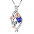 thumbnail image 1 of Taioiat Double Birthstone Necklaces for Women 18K Gold Plated Birthstone Rose Flower Jewelry Anniversary Valentines Day Mother's Day Birthday Gifts for Her Wife Girlfriend Mom, 1 of 7