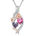 thumbnail image 1 of Taioiat Double Birthstone Necklaces for Women 18K Gold Plated Birthstone Rose Flower Jewelry Anniversary Valentines Day Mother's Day Birthday Gifts for Her Wife Girlfriend Mom, 1 of 7
