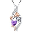thumbnail image 1 of Taioiat Double Birthstone Necklaces for Women 18K Gold Plated Birthstone Rose Flower Jewelry Anniversary Valentines Day Mother's Day Birthday Gifts for Her Wife Girlfriend Mom, 1 of 7