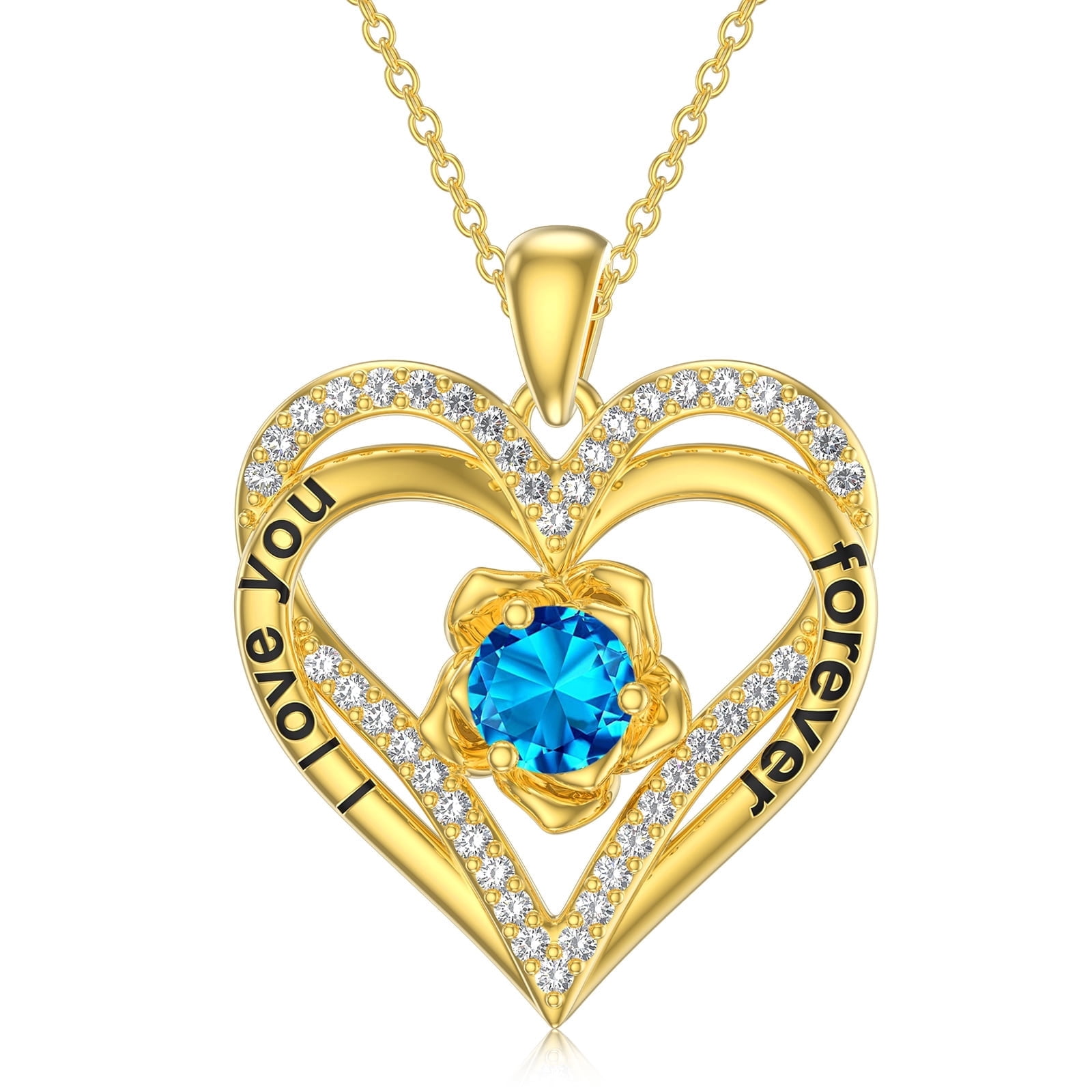 Customer reviews for Taioiat Double Love Heart Birthstone Necklace for ...