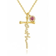 Taioiat Faith Cross Necklace for Women 14K Gold Plated with October Birthstone Religious Christian Jewelry Gifts for Mom Her