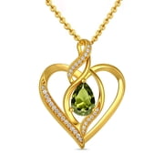 Taioiat Heart Necklace for Women 14K Gold Plated Infinity August Birthstone Pendant Necklace Jewelry Gifts for Her Wife Girlfriend Mom on Birthday Anniversary Mother's Day