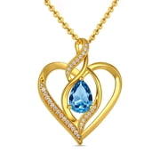 Taioiat Heart Necklace for Women 14K Gold Plated Infinity December Birthstone Pendant Necklace Jewelry Gifts for Her Wife Girlfriend Mom on Birthday Anniversary Mother's Day