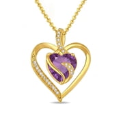 Taioiat Heart Necklace for Women 14K Gold Plated Infinity February Birthstone Pendant Necklace Jewelry Gifts for Her Wife Girlfriend Mom on Birthday Anniversary Mothers Day