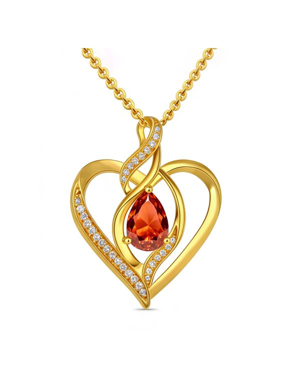 Heart Necklace for Women 14K Gold Plated Infinity July Birthstone Pendant Necklace Jewelry Gifts for Her Wife Girlfriend Mom on Birthday Anniversary Mother's Day