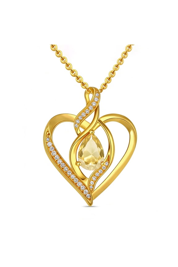 Heart Necklace for Women 14K Gold Plated Infinity November Birthstone Pendant Necklace Jewelry Gifts for Her Wife Girlfriend Mom on Birthday Anniversary Mother's Day