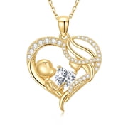 Taioiat Mom Necklace Heart April Birthstone 14K Gold Plated Mama Pendant Necklace Mothers Day Jewelry Gifts for Mom Grandmother Wife