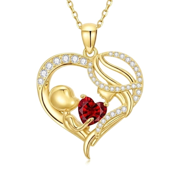 Taioiat Mother's Day Necklace with Birthstone, New Mom Gifts for Women, Mama Heart Pendant Necklace with Birthstone for Women, Birthday Gift for Wife and Grandmother