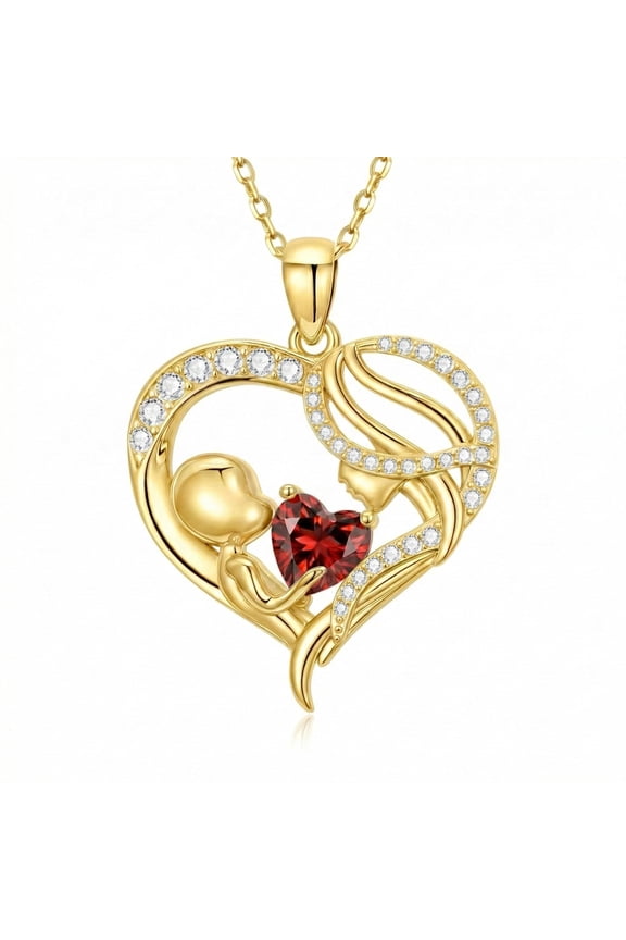 Mother's Day Necklace with Birthstone, New Mom Gifts for Women, Mama Heart Pendant Necklace with Birthstone for Women, Birthday Gift for Wife and Grandmother