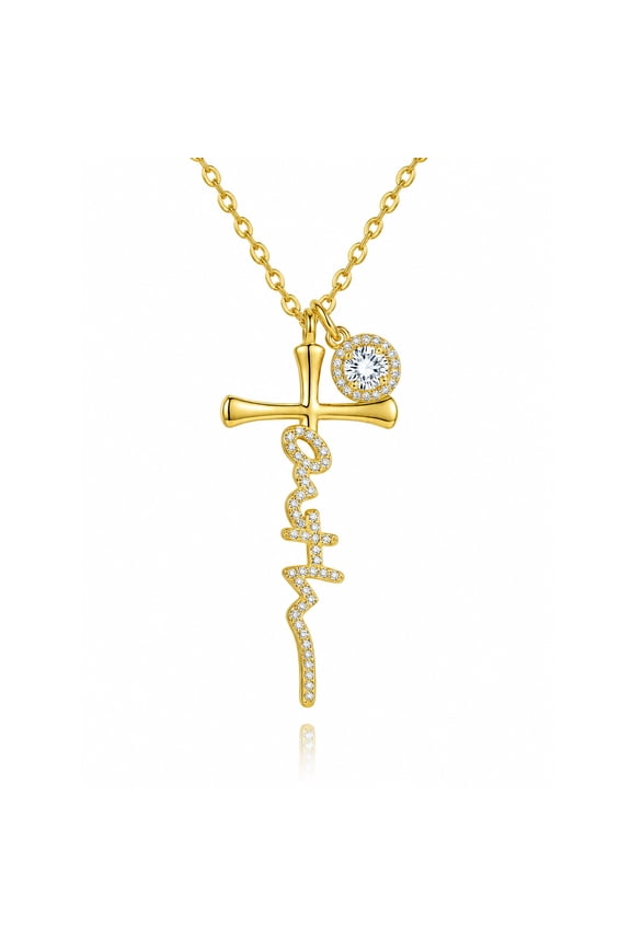 Mothers Day Gifts for Women Faith Cross Initial Birthstone Necklace Gold Plated Letter Pendant Jewelry Anniversary Christmas Birthday Gifts for Mom Women Girlfriend Sister Friend