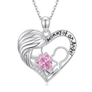 Taioiat Miscarriage Gifts Mommy of An Angel Necklace for Women Mom White Gold Plated Heart Pendant with October Birthstone Loss of Pregnancy Sympathy Jewelry Mothers Day Memorial Gift