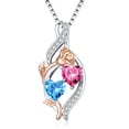 thumbnail image 1 of Taioiat Double Birthstone Necklaces for Women 18K Gold Plated Birthstone Rose Flower Jewelry Anniversary Valentines Day Mother's Day Birthday Gifts for Her Wife Girlfriend Mom, 1 of 7