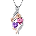 thumbnail image 1 of Taioiat Double Birthstone Necklaces for Women 18K Gold Plated Birthstone Rose Flower Jewelry Anniversary Valentines Day Mother's Day Birthday Gifts for Her Wife Girlfriend Mom, 1 of 7